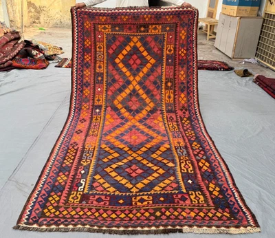 Afghan 4x8 Kilim Rug – Tribal Geometric Design – Handmade Wool Flatweave - Image 1 of 4