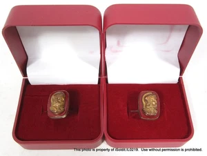 Pair MENS ANTIQUE c1920's ROMAN SOLDIERS CUFFLINKS Carnelian 10k GF - Picture 1 of 3