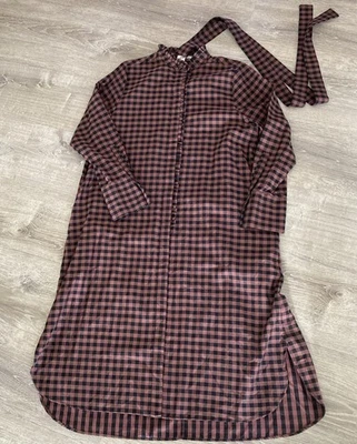COS Dress Size 12 - 14 EU42 Maxi Shirt Gingham Ruffle w/ Belt Tie Long Cuff Mint - Image 1 of 4