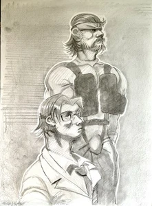 Metal Gear Solid Snake 20x18 Org Pencil Drawing On Paper Gay Int Realism Art Ske - Picture 1 of 3