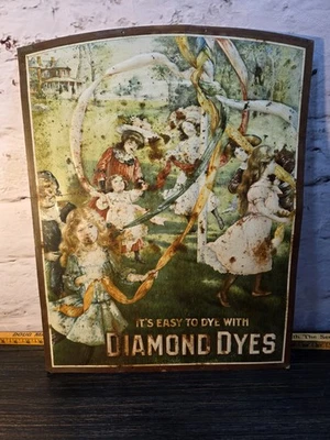 ANTIQUE DIAMOND DYE SIGN THE MEEK CO COUNTRY STORE ADVERTISING FROM CABINET FACE - Image 1 of 4