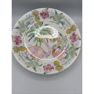 Outdoor Collection Large Melamine Pink Flamingo Bowl Dish 14 Inches - Picture 1 of 6