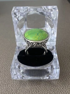Turquoise Silver 925 Ring Lemon-Lime Color Size 7 - 17.28 Gr Limited Edition! - Picture 1 of 8