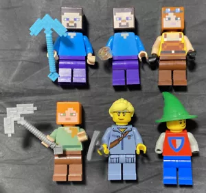 4 LEGO Minifigure Minecraft Lot Steve Alex + 2 Minifigs - Picture 1 of 3