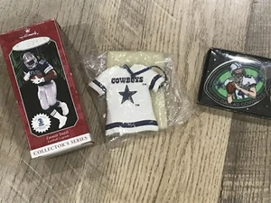 Dallas Cowboys Chriatmas ornaments-lot of 3; Emmitt Smith; Cowboys jersey + foo - Picture 1 of 1