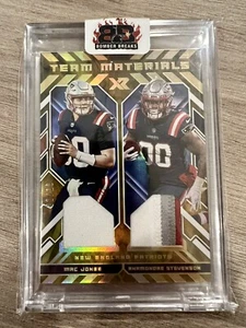 2020-21 XR Mac Jones & Rhamondre Stevenson Team Materials dual patch GOLD 02/10 - Picture 1 of 3