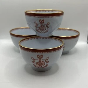 Spode Newburyport Red Fine Stone Tea Cups X4 Y3360 - Picture 1 of 5