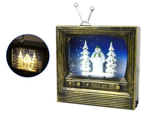 The Snowman Retro TV Music Box Christmas Decoration 8 Songs LED Motion Function - Picture 1 of 9