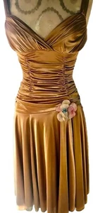 Vintage XOXO Antique Gold Tango Ballet Dress Full Skirt Lined Sz Medium - Picture 1 of 3
