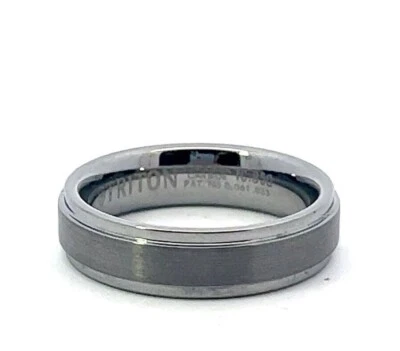 Triton Tungsten Carbide Grey Double Groove Band Ring 6mm Wide - Image 1 of 4
