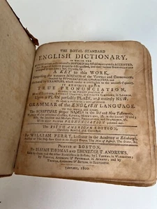 1800 The Royal English Standard Dictionary By William Perry, Printed in Boston - Picture 1 of 15