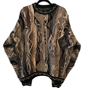 TUNDRA Vintage 90s 3D Knit Abstract Sweater Neutral Colors Streetwear  XL - Picture 1 of 8