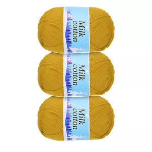 60% Cotton and 40% Acrylic Knitting Yarn-3 Skeins/3×252yards/3×4.23oz/Gold - Picture 1 of 7
