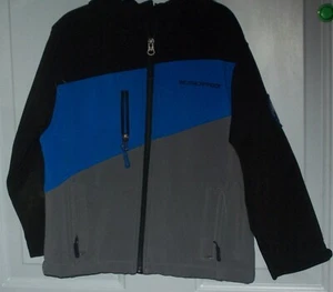 WEATHERPROOF BOYS JACKET SIZE 5/6 BLACK/BLUE HOODED FLEECE LINED FULL ZIP - Picture 1 of 3