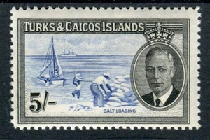 Turks & Caicos Islands KGVI 1950 5s blue & black SG232 MNH - Picture 1 of 1
