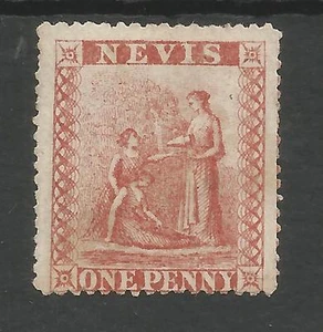 NEVIS SG9 THE 1867 QV 1d ROJO PÁLIDO CENTRADO BAJO SIN USAR, VER ESCANEOS GATO £65 - Imagen 1 de 2