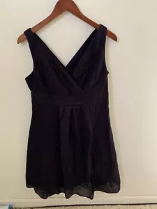 Lands End Damen Kleid Größe 10 Ärmellos Fit Flare Blau Baumwolle Seitenreißverschluss Gefüttert - Bild 1 von 7