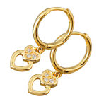Pendientes colgantes de diamantes de imitación de corazón dorado para fiesta boda San Valentín
