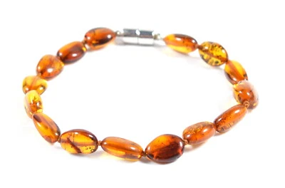 Bracciale in Ambra e chiusura in Argento 925 Made In Italy - Immagine 1 di 3