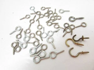 41 pcs Silver Mini Eye Pins Cup Hooks Eyelets Screw Threaded 1.5" Long Average - Picture 1 of 4