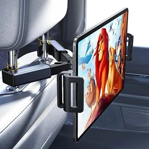Tablet Holder Car Headrest Holder Rotation Cradle iPad Samsung 4.7-12.9 Inches - Picture 1 of 8