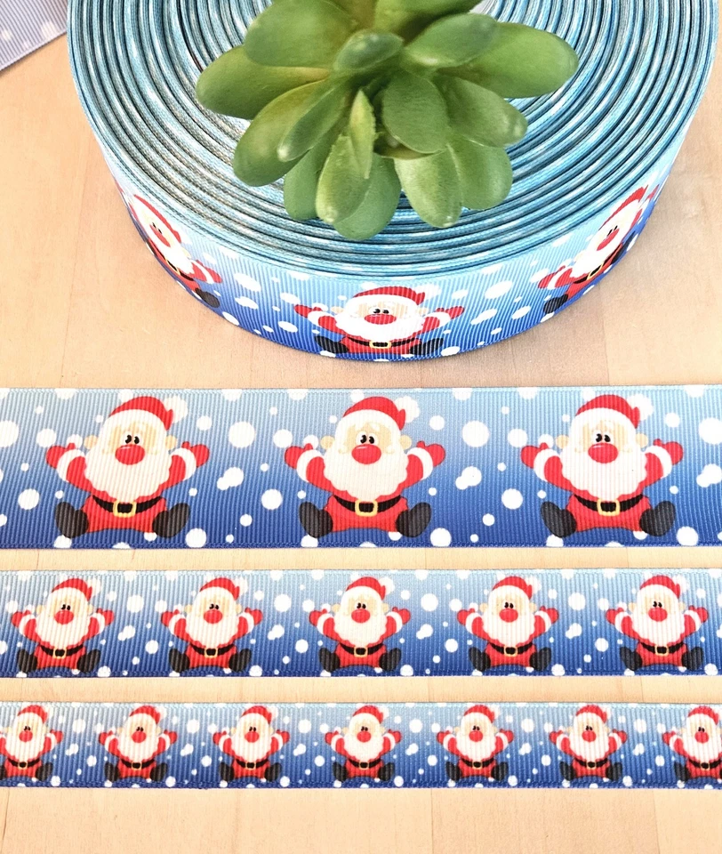 5/8, 7/8, 1.5" (1 YD) Cinta de Navidad de Papá Noel St. Nic Buffalo a cuadros Foto 1 de 1