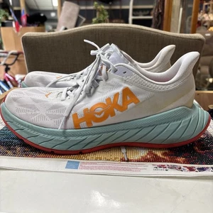 Size 11- Hoka One One Carbon X 2 White Blazing Orange - 1113527-WBOR - Picture 1 of 8