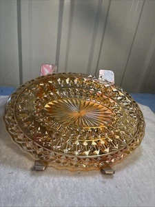 VTG Carnival Indiana Marigold Luster Pressed Glass Oval Tray Platter Dish 11.5" - Picture 1 of 6