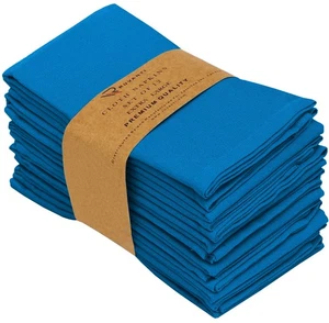 Cloth Napkins Set of 12 18x18 Inches Washable Cotton Blend Dinner Blue - Picture 1 of 9