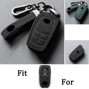 Suede Leather Car Key Fob Case Cover For Toyota Camry Highlander Rav4 Hilux 86 - Picture 1 of 8