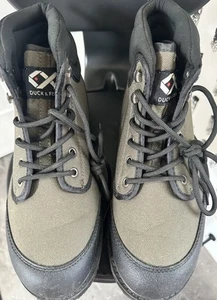 DUCK AND FISH Work Boots Mens 10 Green Black Lace Up - Picture 1 of 6