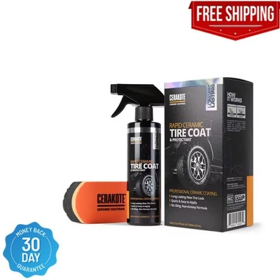 BRANDED CERAKOTE 8 oz Rapid Ceramic Tire Coat Tire Shine Black Finish Protection