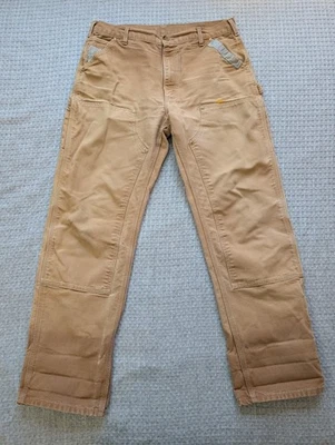 Carhartt B01 Work Pants Mens 36x34 Brown Duck Double Front Made in USA Repaired - Image 1 of 4
