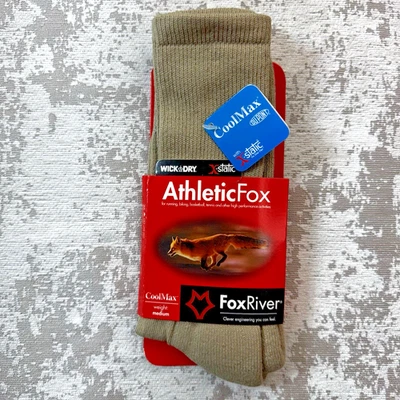 NUEVO CON ETIQUETAS Caqui ATHLETIC FOX Mecha y Seco Calcetines para Hombres XL FOX RIVER MILLS CoolMax Foto 1 de 4
