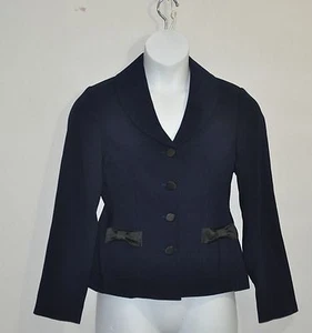 Linea by Louis Dell'Olio Crepe Jacket with Satin Trim Size S Ink - Picture 1 of 2