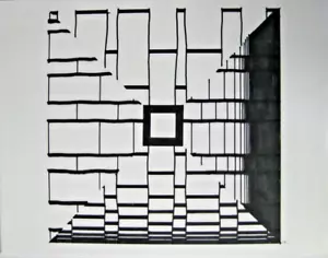 Stephen Robin (1944-2018) Dibujo a tinta patrones geométricos para parrilla de hierro c.1996 - Imagen 1 de 2