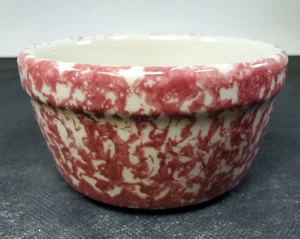 Vintage Gerald Henn Pottery Pink Spongeware 5" Butter Crock Bowl Roseville OHIO - Picture 1 of 19