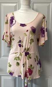 Lauren Ralph Lauren BLK Label Damen rosa Blumen U-Ausschnitt Tie Back Top Large - Bild 1 von 12