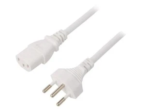Cable SN30-3/10/1.8WH IEC C13 hembra, SEV-1011 (J) macho 1,8m blanco PVC LIAN D - Imagen 1 de 1