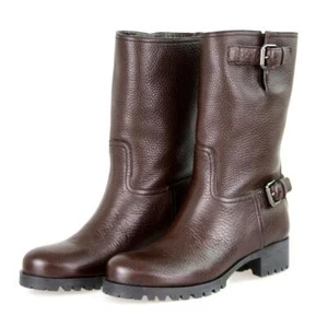 PRADA WINTER HALF-BOOTS BOOTIES SHOES BROWN LEATHER NEW - Picture 1 of 10