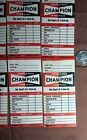 6- Vintage CHAMPION Spark Plugs The Heart Of A Tune-Up Service Stickers