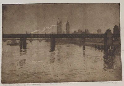Robert Lenard London, Charing Cross Bridge, Radierung - Bild 1 von 4