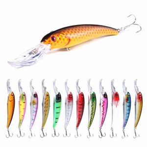 12 Stück 17cm/28g Minnow Crankbait Fischköder Angeln Köder Haken Barsch Wobbler - Bild 1 von 12