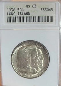 1936 Soapbox ANACS MS63 Long Island Commemorative Half Dollar - Picture 1 of 4