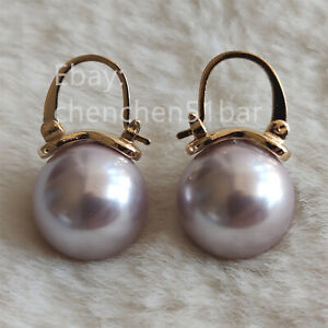 AAA 14mm white red blue black yellow sea shell pearl bride bridesmaid earrings
