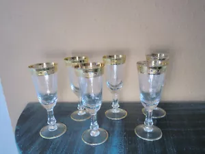 6 Stk. Murano Medici Sektglas mit Goldrand und Gravur - Vintage - Handgefertigt - Bild 1 von 14