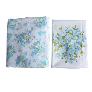 Vintage Monticello Full Flat Sheet 2 Pillow Cases Coordinating Floral Patterns - Picture 1 of 2