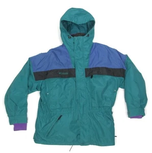 Vintage 90s Columbia Sportswear Men XL Jacket Patchwork Blue Green Purple 2-in-1 - Picture 1 of 9
