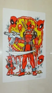 Deadpool Marvel individueller Kunstdruck 11x17 signiert von David Wong - Bild 1 von 3