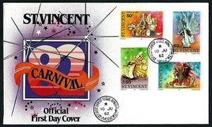 ST. VINCENT, SCOTT # 655-658, FDC COVER OF CARNIVAL & TRADITIONAL COSTUMES 1982 - Picture 1 of 1